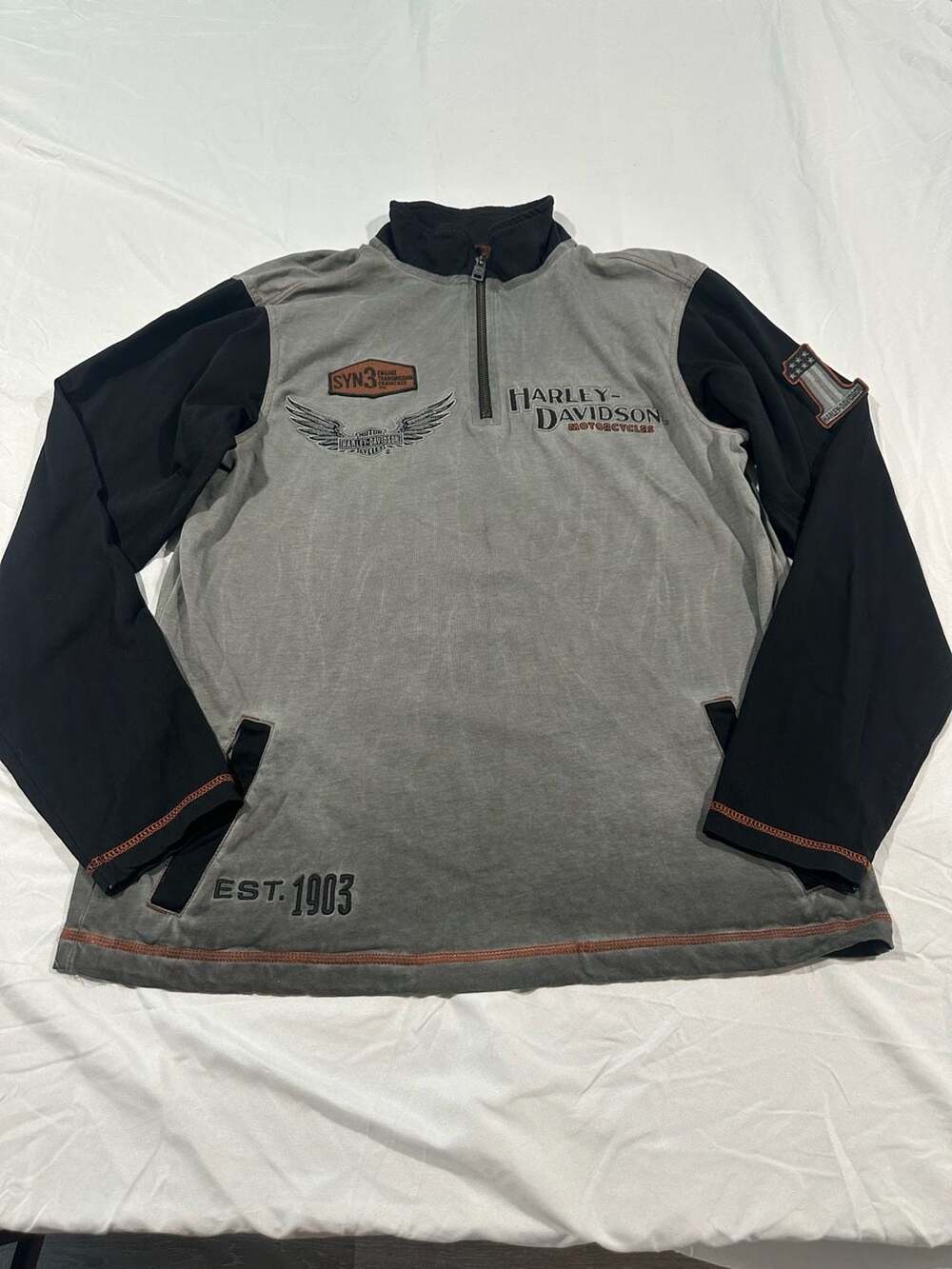 Harley-Davidson Men's Iron Block Colorblocked 1/4-Zip Pullover